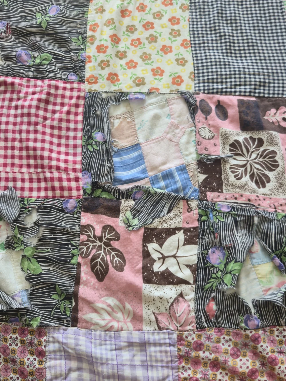 Vintage 30s 40s Quilt on Quilt Patched Over Cutter Craft 63x76 Heavy 6lb